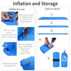 Outdoor camping inflatable sleeping mattress -added cushion pillow- super light