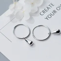 Round earrings with water drops - 925 sterling silverEarrings
