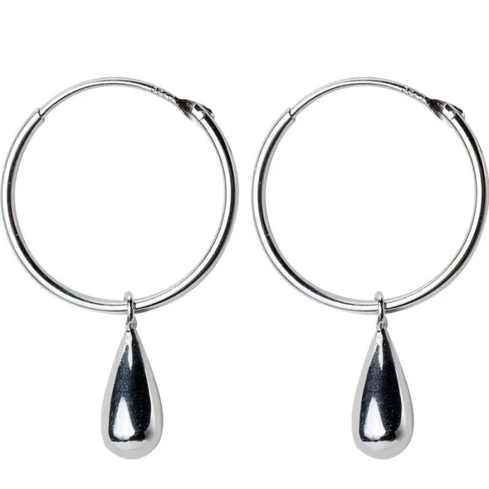 Round earrings with water drops - 925 sterling silverEarrings