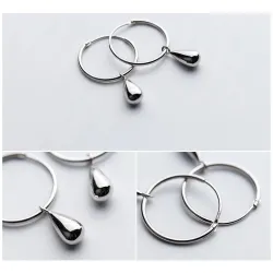 Round earrings with water drops - 925 sterling silverEarrings