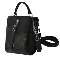 Leather backpack - shoulder bag - with multi straps