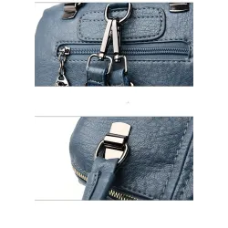 Leather shoulder bag - with multi zippers / hand strap