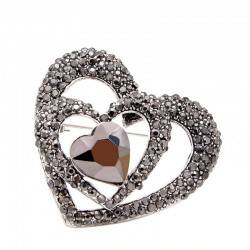3 heart black heart brooch - with heart charm
