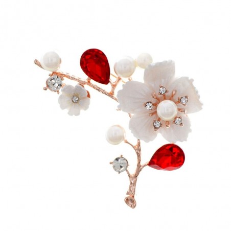 Flower / pearl / shell / bird - crystal brooch