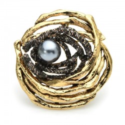 Bird nest with pearl - crystal broochBrooches