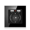 EU plug - power socket with dual USB charging ports - glass panelLighting fittings
