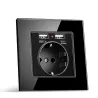 EU plug - power socket with dual USB charging ports - glass panelLighting fittings