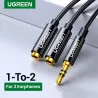 Headphone splitter - 1 male to 2 female - ABS shell / aluminum shell