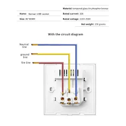 EU plug - power socket with dual USB charging ports - glass panelLighting fittings