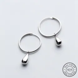 Round earrings with water drops - 925 sterling silverEarrings