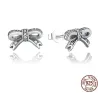 WOSTU - sterling silver sparkling bow stud earrings - gift -