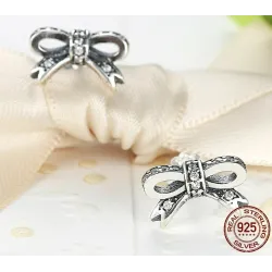 WOSTU - sterling silver sparkling bow stud earrings - gift -