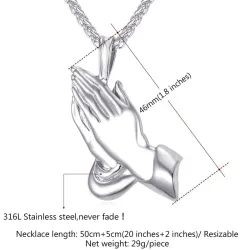 Necklace - praying hands - unisex - giftR - 22 Inch