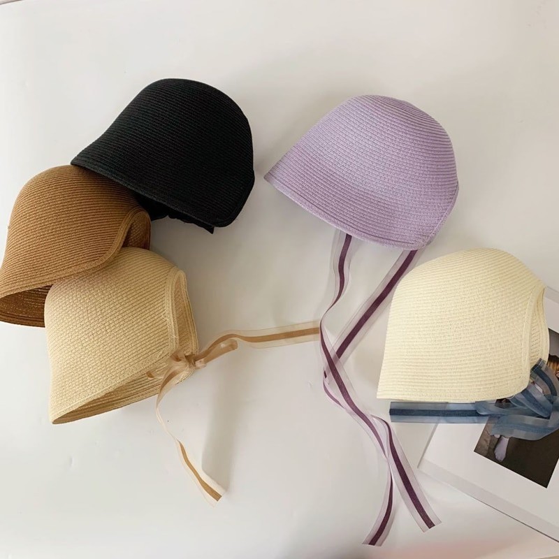 Summer hats for girls - straw - adjustable -  for 2-5Y - 1PC