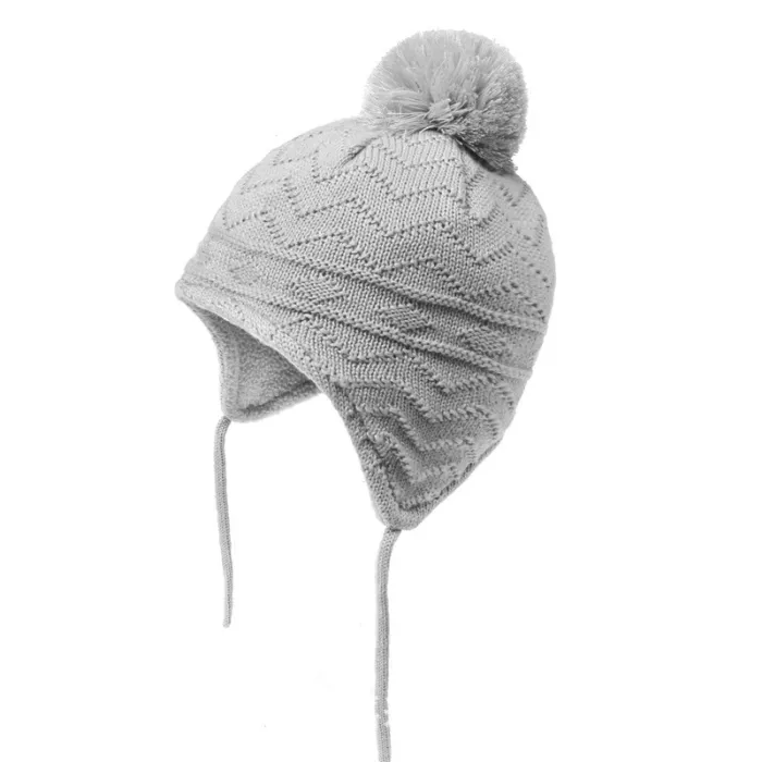 Bonnet tricoté - avec protection des oreilles / pompon - pour filles / garçons