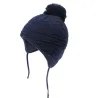 Bonnet tricoté - avec protection des oreilles / pompon - pour filles / garçons