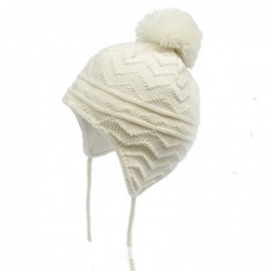 Bonnet tricoté - avec protection des oreilles / pompon - pour filles / garçons
