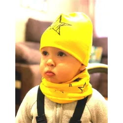 Cotton hat & scarf - set for girls / boys - stars / snowflakes / swansHats & caps