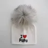I Love Mama & Papa - bonnet en coton chaud avec pompon - pour nouveau-nés / enfants