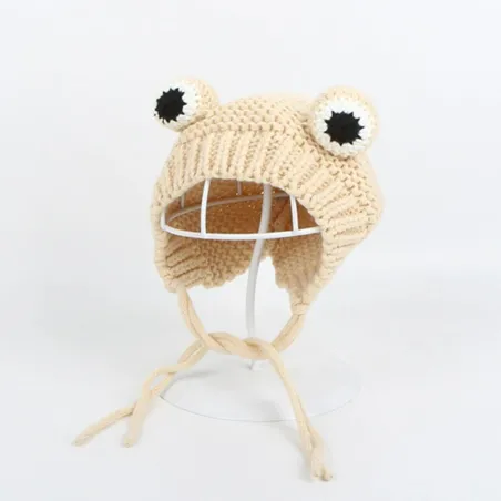 Knitted beanie - with frog's eyes - for girls / boysHats & caps
