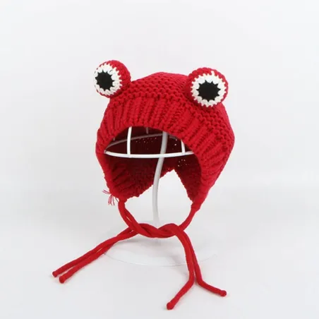 Knitted beanie - with frog's eyes - for girls / boysHats & caps