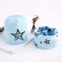 Cotton hat & scarf - set for girls / boys - stars / snowflakes / swansHats & caps