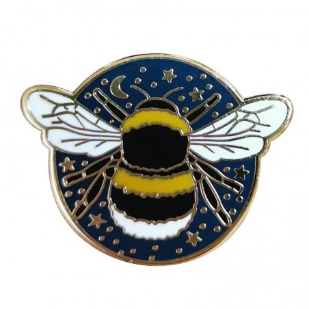 Bumblebee with star / moon - crystal brooch - pin