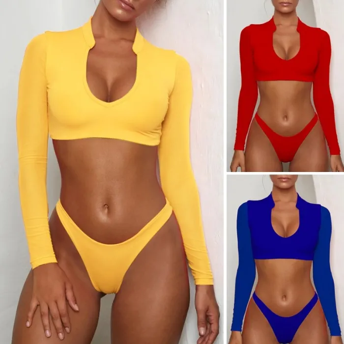 Ensemble bikini sexy - string / haut à manches longues