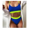 Ensemble bikini côtelé sexy - taille haute