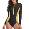 Summer print zipper one piece swimsuits - closed long sleeve Swimwear Sports Surfing Women's Swimming Bathing Suit Beach Bather