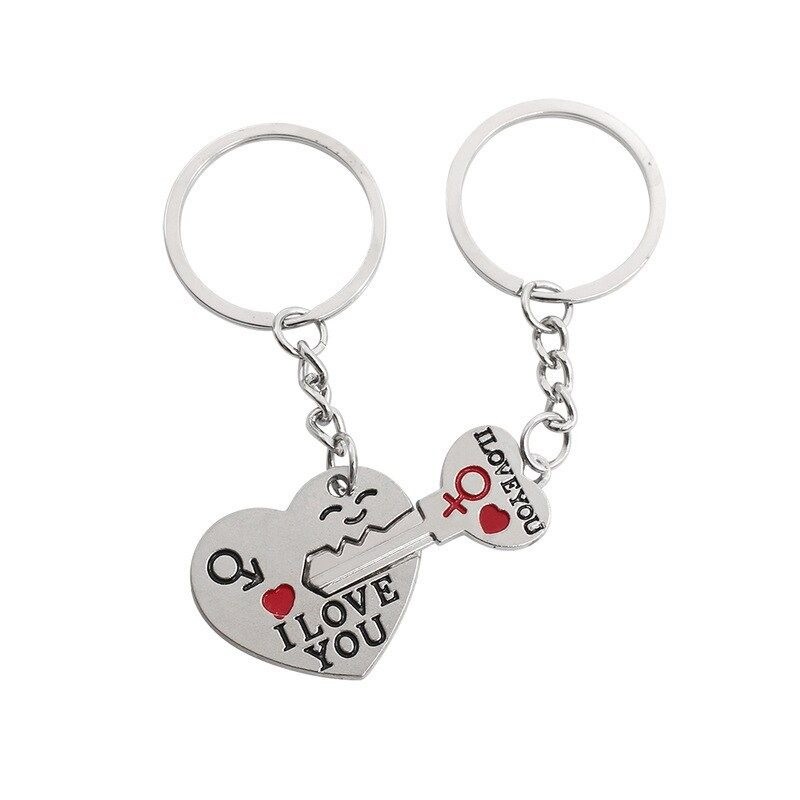 I Love You - heart & key metal keyring - 2 piecesKeyrings