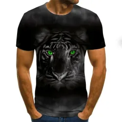 T-shirt tendance à manches courtes - avec imprimé abstrait 3D - style punk