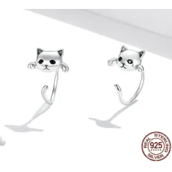Earrings with small kitty - 925 sterling silverEarrings
