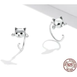 Earrings with small kitty - 925 sterling silverEarrings