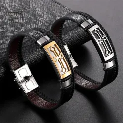 Vintage bracelet for men - stainless steel with clasp