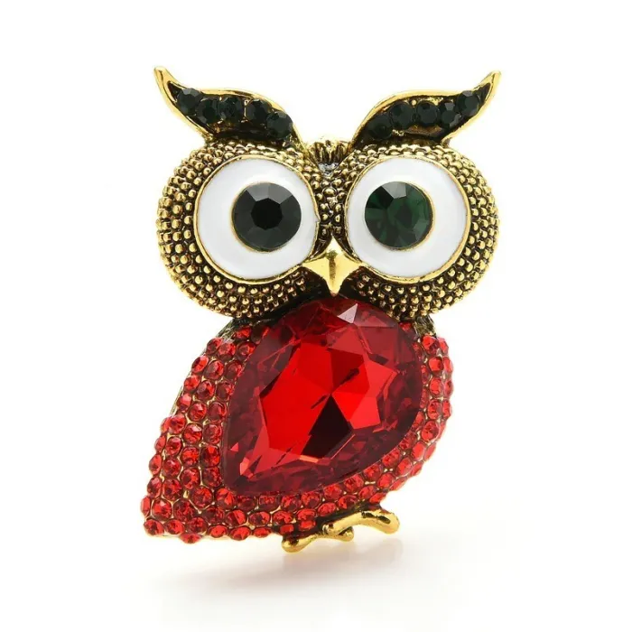 Hibou aux grands yeux - broche cristal