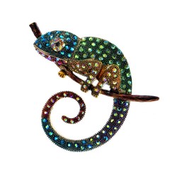 Crystal chameleon / lizard - elegant brooch