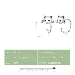 Earrings with small kitty - 925 sterling silverEarrings
