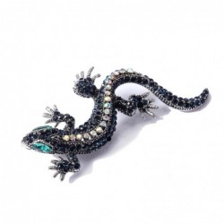 Fashionable brooch for women - vintage lizard - with crystal decorations