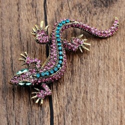Vintage brooch with crystal lizardBrooches