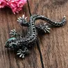 Vintage brooch for women - lizard - with crystal decorations