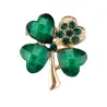 Rhinestone brooch for women - four leaf clover