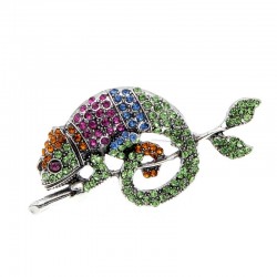 Trendy brooch with crystal chameleon / lizardBrooches