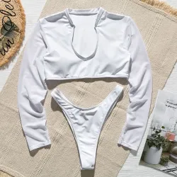 Ensemble bikini sexy - string / haut à manches longues