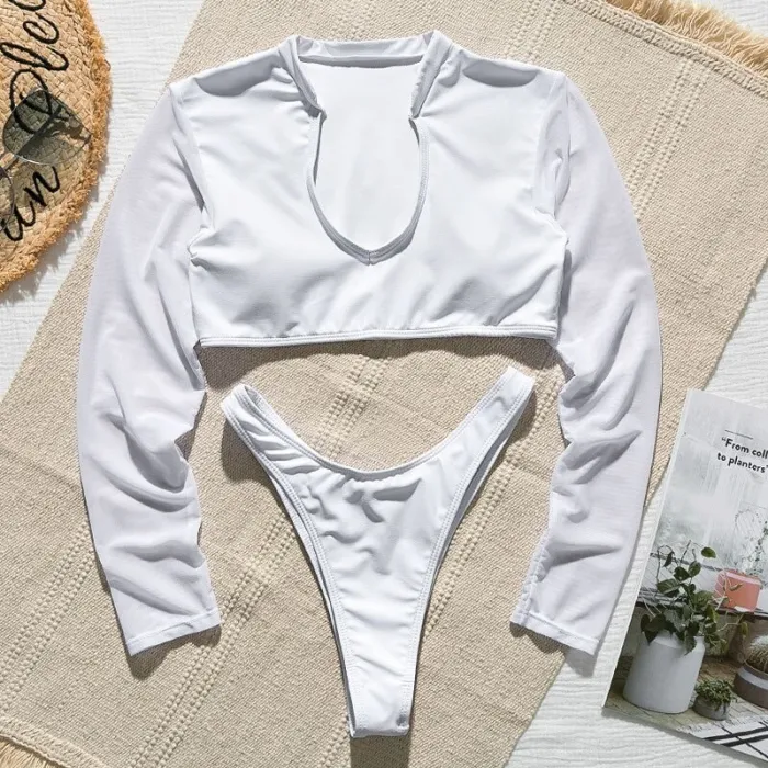 Ensemble bikini sexy - string / haut à manches longues