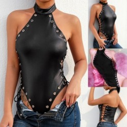 Sexy leather body - backless top - with side tie strapsBlouses & shirts