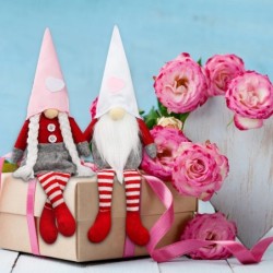 Gnome à longues jambes de la Saint-Valentin - poupée en peluche - 2 pièces