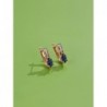 Rose gold plated earrings - with blue CZ stone decoration