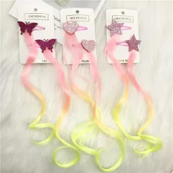 Gradient colorful hair extensions - star / heart / butterfly - with metal clip
