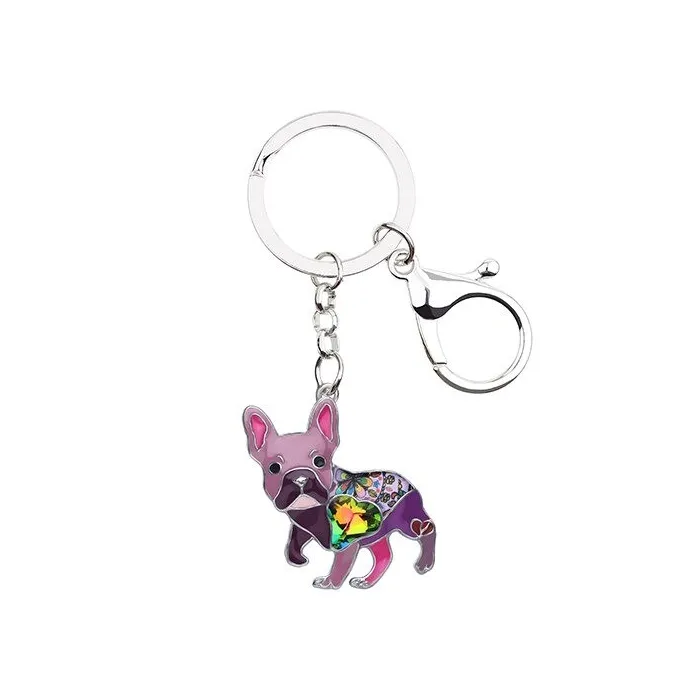 Enamel french bulldog - metal keychainKeyrings